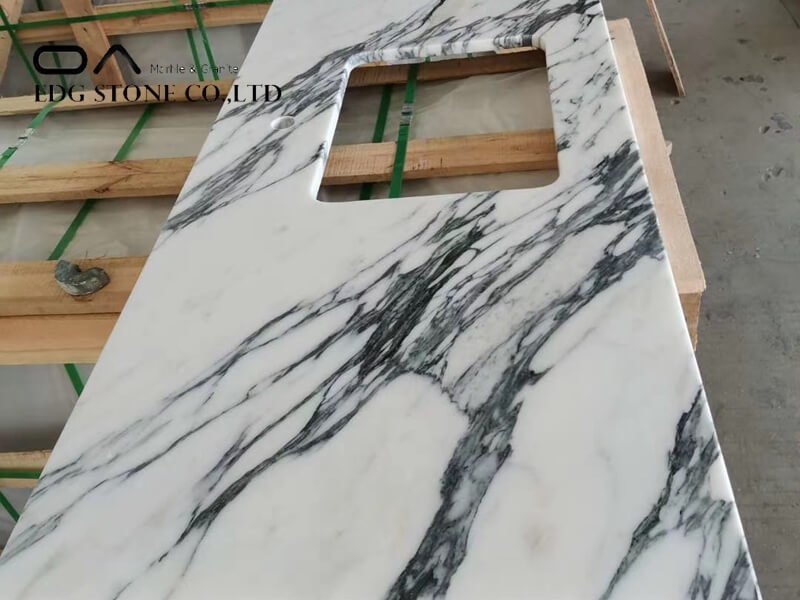 white and gray marble countertops