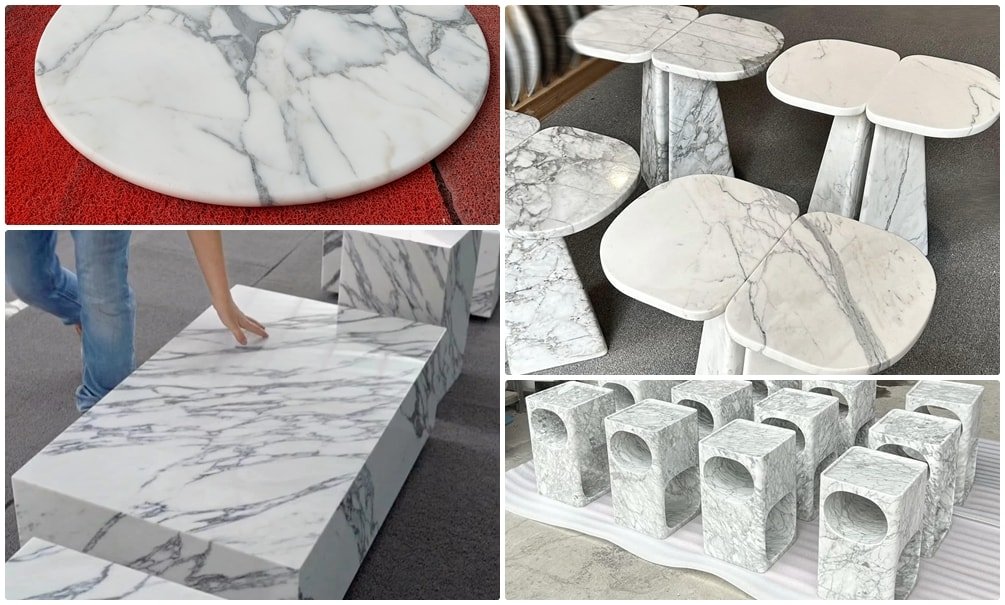 China Customized Calacatta White Marble Table Top Suppliers Factory